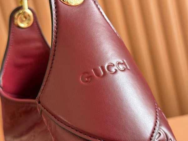 Gucci Body Double Lock Handbag Rosso Ancora Red Embossed Leather 248136