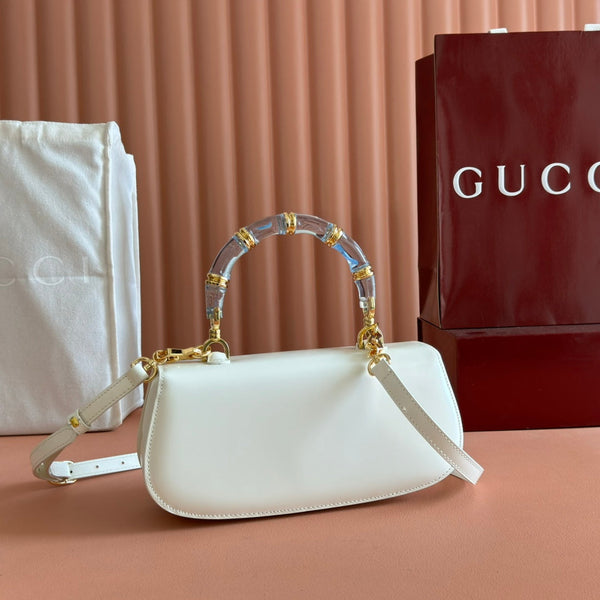 Gucci Bamboo Diva Bag White Leather 251029