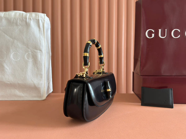 Gucci Bamboo Diva Bag Black Leather 255196