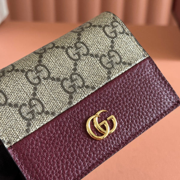 Gucci Marmont Wallet Ebony mix Rosso Ancora Red Canvas Leather 255306