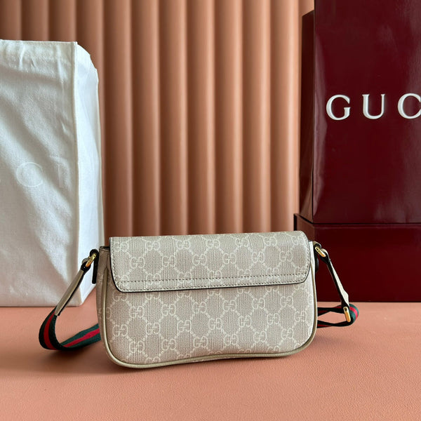Gucci Ophidia 22cm Bag Beige White Canvas 255219