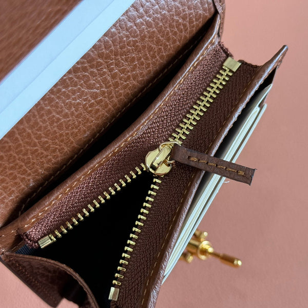 Portafoglio Gucci Jackie in tela e pelle blu marrone 255172