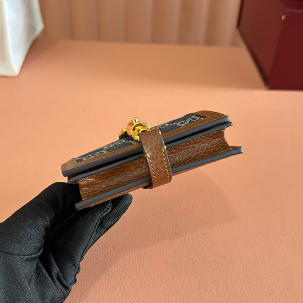 Portafoglio Gucci Jackie in tela e pelle blu marrone 255172