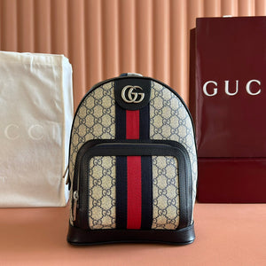 GG Small Ophidia Backpack Beige & Black GG Monogram Fabric 272185