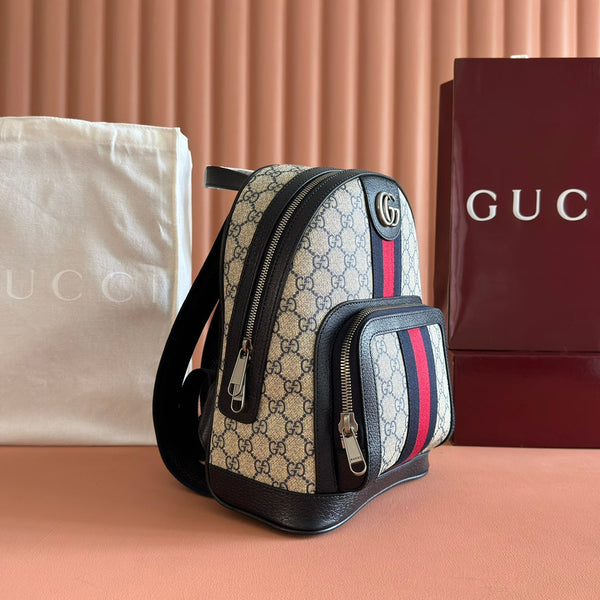 GG Small Ophidia Backpack Beige & Black GG Monogram Fabric 272185