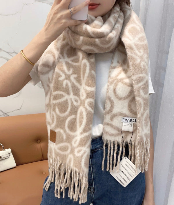 SCIARPA 186 CM IN CAMMELLO BEIGE MIX BIANCO ALPACA E LANA 403822