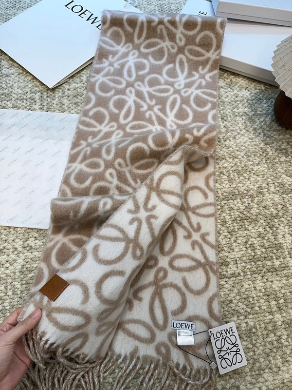 SCIARPA 186 CM IN CAMMELLO BEIGE MIX BIANCO ALPACA E LANA 403822