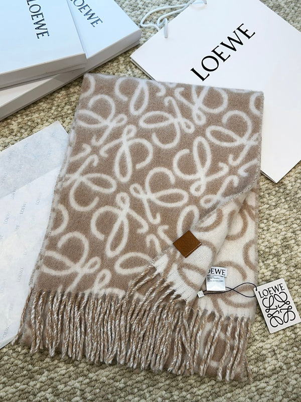 SCIARPA 186 CM IN CAMMELLO BEIGE MIX BIANCO ALPACA E LANA 403822