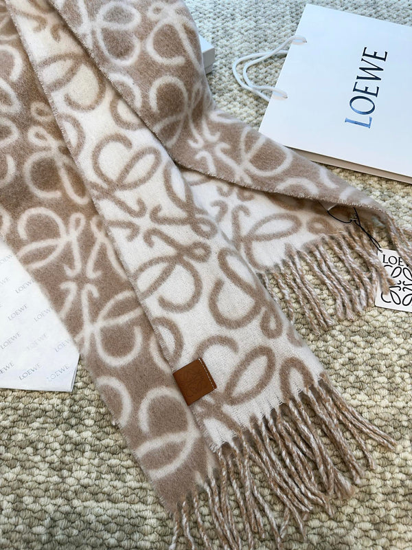 SCIARPA 186 CM IN CAMMELLO BEIGE MIX BIANCO ALPACA E LANA 403822
