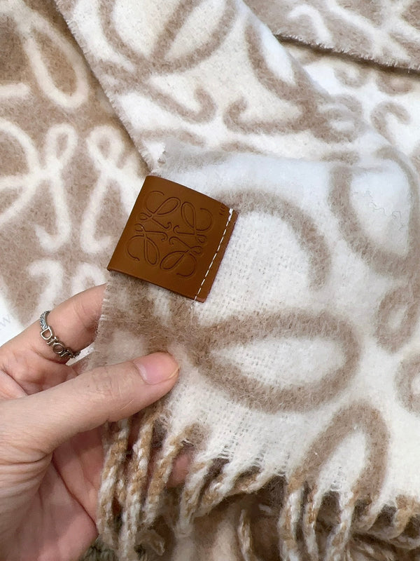 SCIARPA 186 CM IN CAMMELLO BEIGE MIX BIANCO ALPACA E LANA 403822