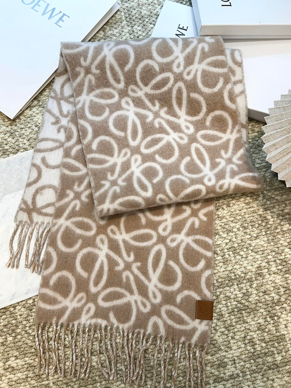 SCIARPA 186 CM IN CAMMELLO BEIGE MIX BIANCO ALPACA E LANA 403822