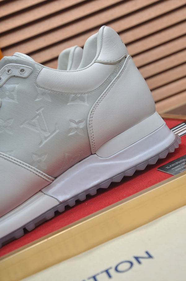 LV TRAINER SHOES IN WHITE MIX GREY EMBOSSED LAMBSKIN