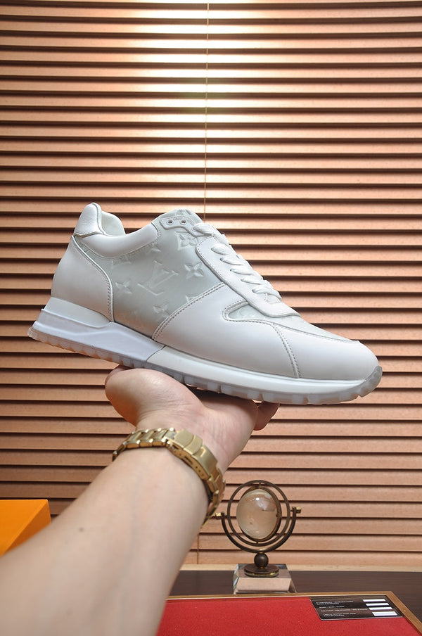 LV TRAINER SHOES IN WHITE MIX GREY EMBOSSED LAMBSKIN