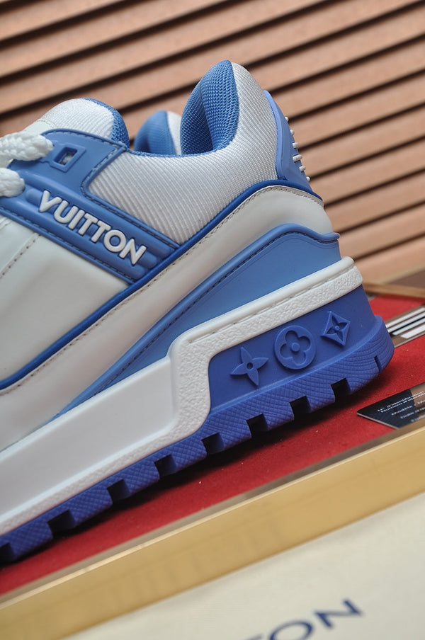 LV TRAINER MAXI SNEAKER BIANCO MIX BLU PELLE DI VITELLO