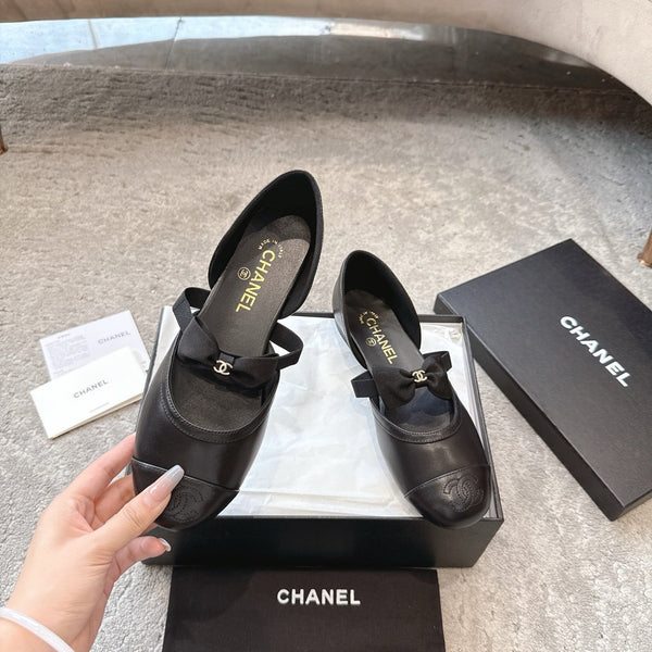 CC 25b Fall-Winter Mary Janes 15mm Black Calfskin & Sheepskin 415775