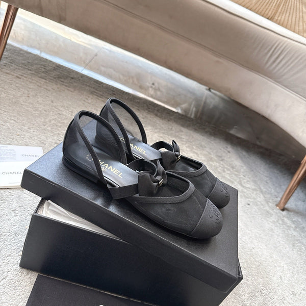 CC 25b Fall-Winter Mary Janes 15mm Black Mesh & Grosgrain 415777