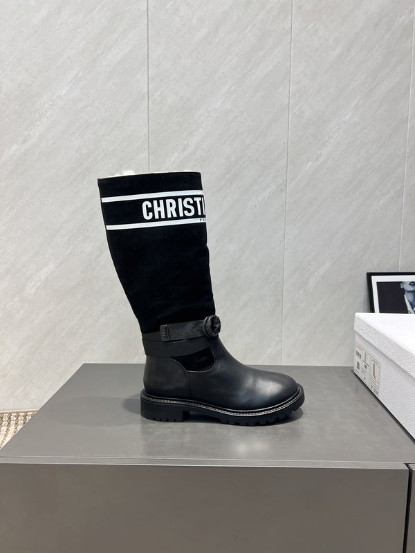 Dior 2025 Boot Black White Suede Cowhide Fur 502075