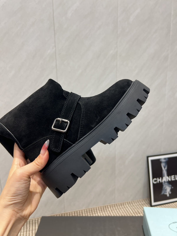 Prada 25 Boot Black Suede 501668