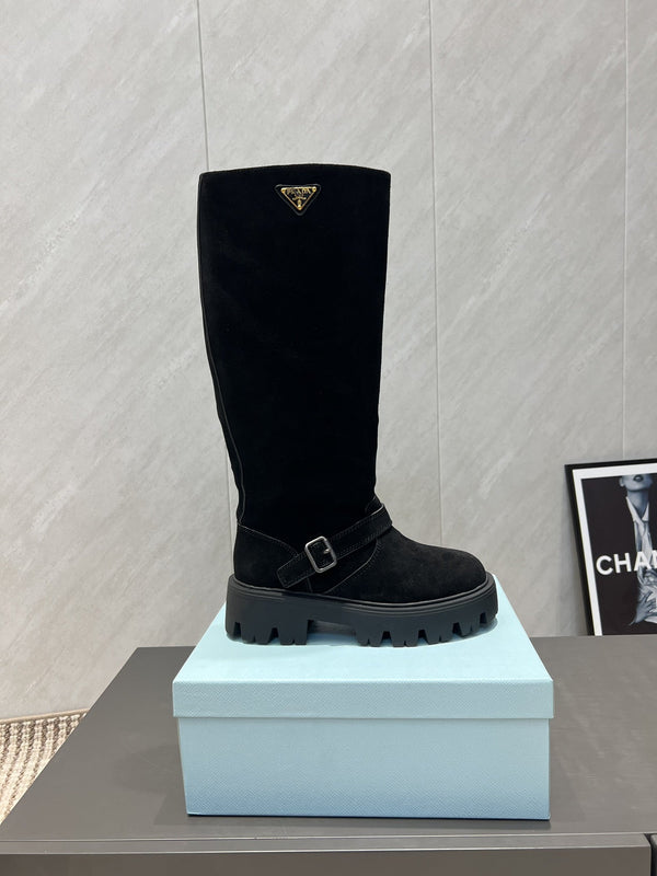 Prada 25 Boot Black Suede 501668