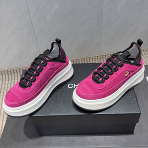 Chanel 25 Sneaker Pink White Black Suede 540278