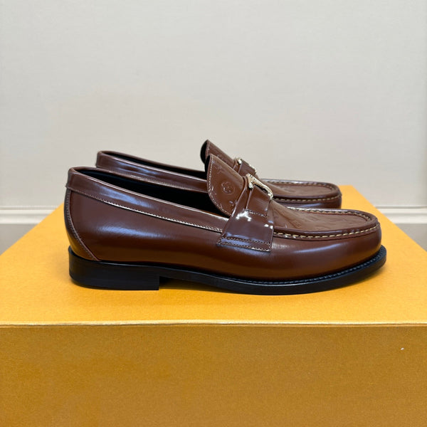 LV MAJOR LOAFER GLOSSY CHOCOLATE BROWN EMBOSSED CALFSKIN