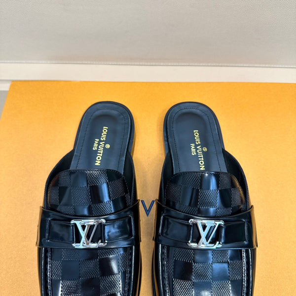 LV EASY MULE IN DAMIER BLACK CALFSKIN