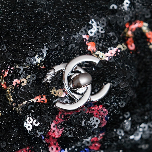 24S Flap Bag 20cm Multicolor Sequin Calfskin