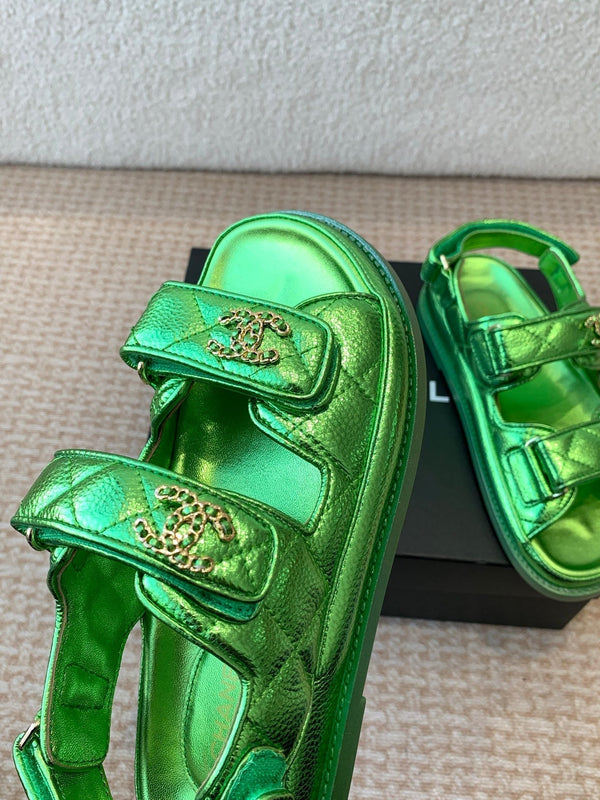 DAD SANDAL IN EMERALD GREEN SHEEPSKIN