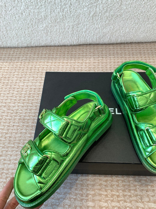 DAD SANDAL IN EMERALD GREEN SHEEPSKIN