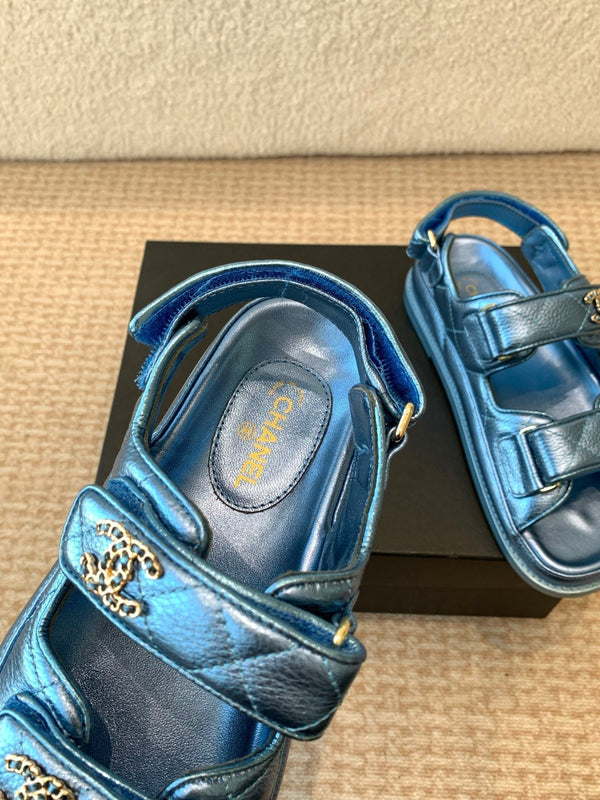 DAD SANDAL IN TEAL BLUE SHEEPSKIN