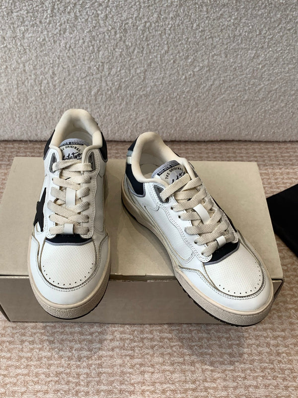 FORTY2 SNEAKERS WITH BLACK STAR AND WHITE LEATHER HEEL TAB