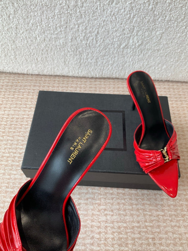 SL Babylone Sandal Heeled 10cm Red Patent Calfskin