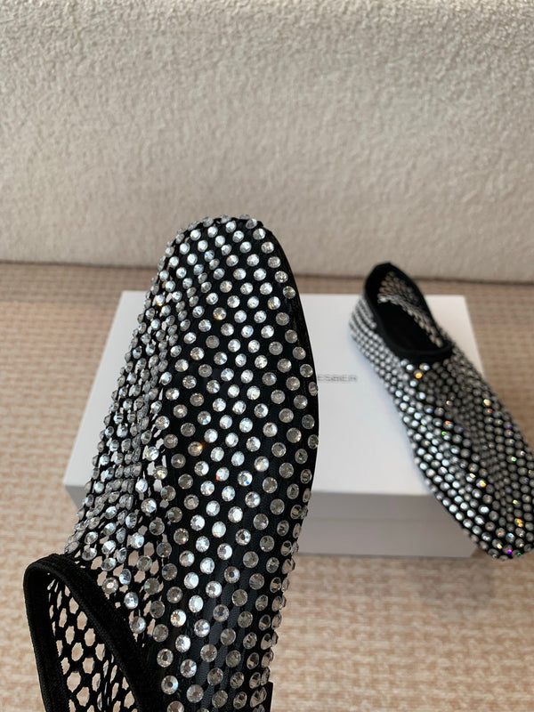 CL 25 Ballet Flats Black Silver Mesh Hot Diamond 345530