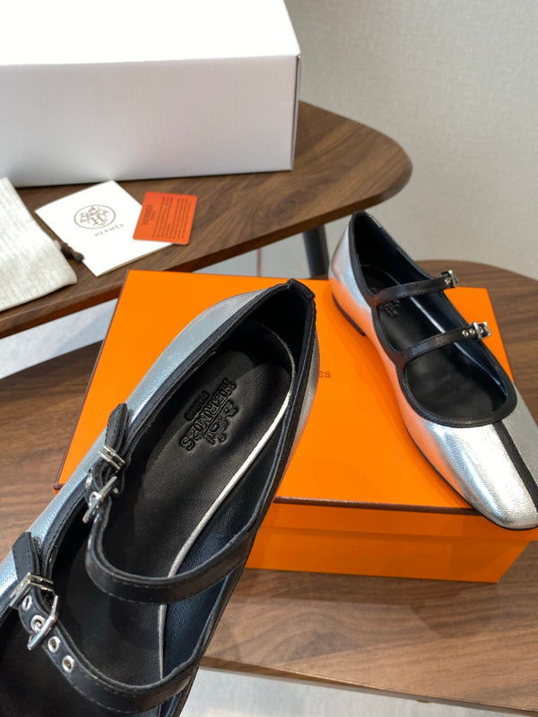 HM 25s Mary Jane Double strap Sliver Calfskin 422563