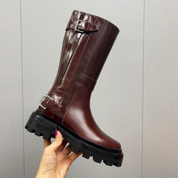 HM Jaimy High Boot 30mm In Red Brown Cowhide  952469