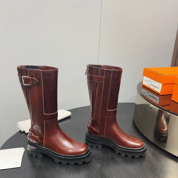 HM Jaimy High Boot 30mm In Red Brown Cowhide  952469