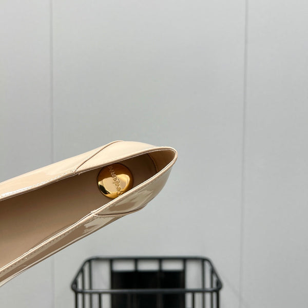 POPPY BALLET FLATS IN BEIGE GLOSSY LAMBSKIN