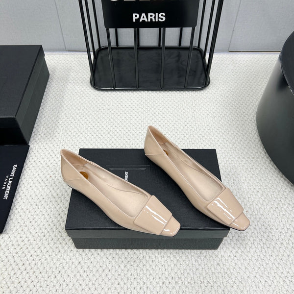 POPPY BALLET FLATS IN BEIGE GLOSSY LAMBSKIN