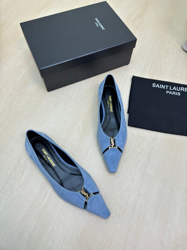 BABYLONE BALLET FLAT IN SKY BLUE SUEDE
