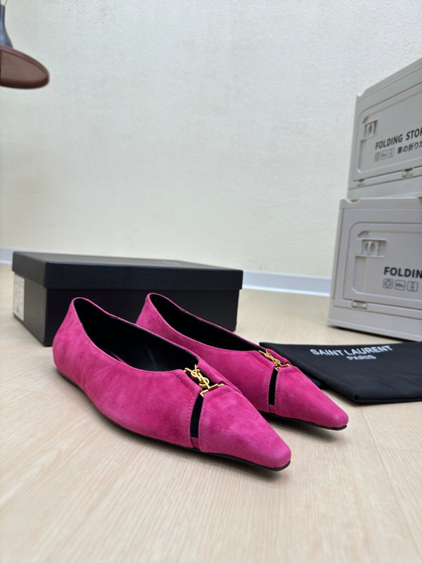 BABYLONE BALLET FLAT IN BRIGHT PINK SUEDE
