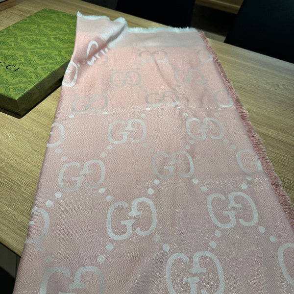 SCIALLE IN LANA E SETA JACQUARD 140 CM ROSA CHIARO 401260