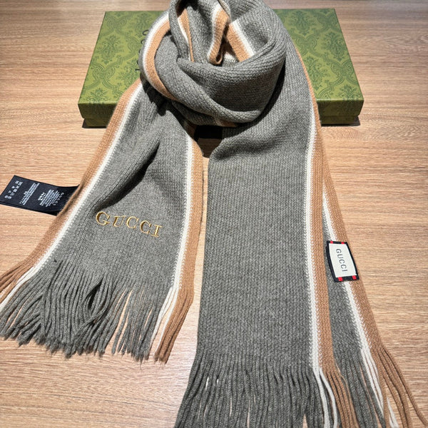 SCIARPA 180 CM IN LANA MISTA GRIGIO OMBRA MARRONE ARACHIDI 403965