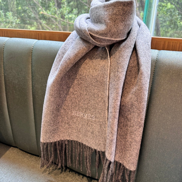 Scarf 190 CM Grey Wool Cashmere