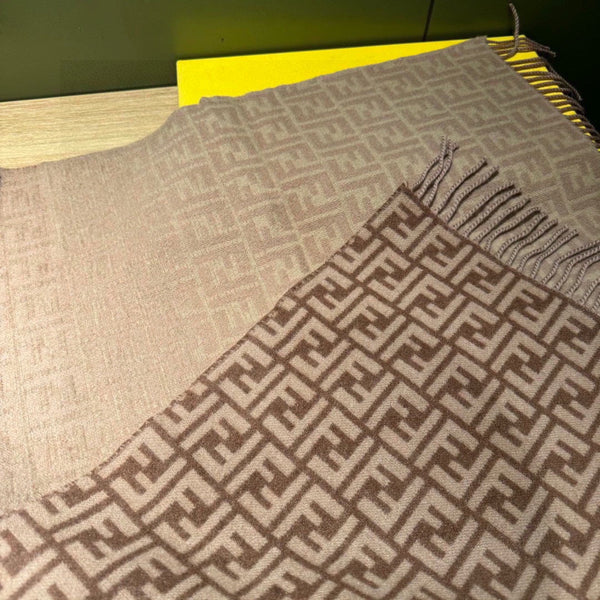 FF SCARF 180 CM IN MEDIUM BROWN MONOGRAM WOOL AND CASHMERE 411831