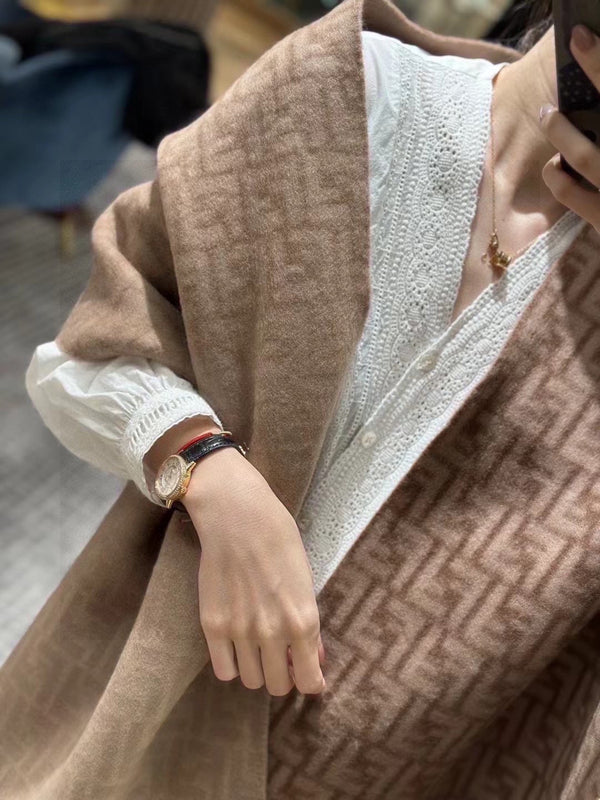 FF SCARF 180 CM IN MEDIUM BROWN MONOGRAM WOOL AND CASHMERE 411831