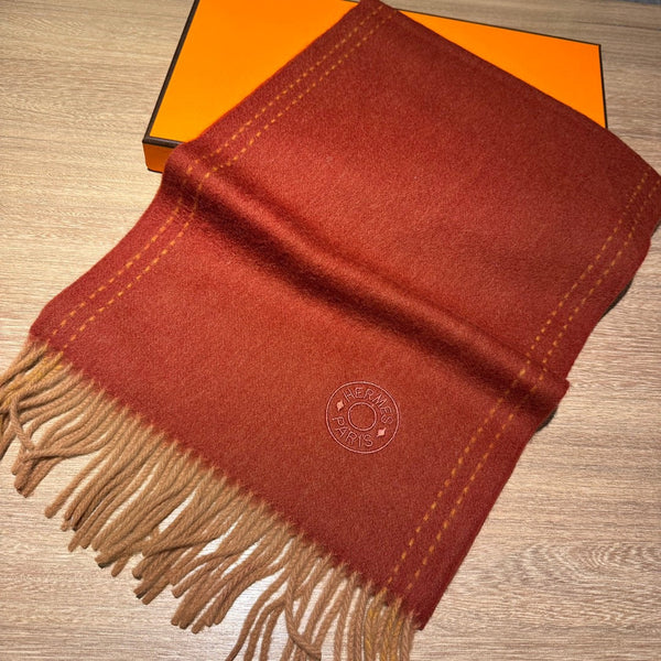 Scarf 200 CM In Brown Orange Cashmere