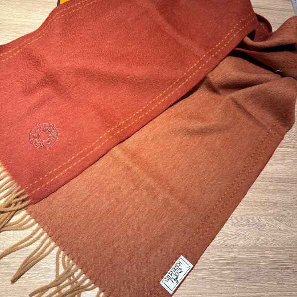 Scarf 200 CM In Brown Orange Cashmere