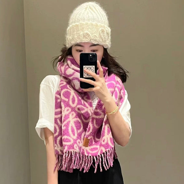 SCIARPA ANAGRAM 200 CM IN MIX DI ALPACA E LANA BEIGE VIOLA ORCHIDEA 411849