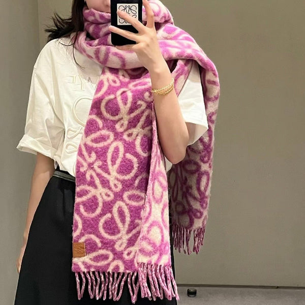 SCIARPA ANAGRAM 200 CM IN MIX DI ALPACA E LANA BEIGE VIOLA ORCHIDEA 411849