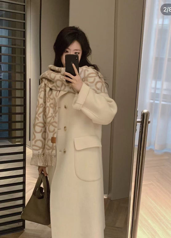 SCIARPA ANAGRAM 200 CM IN MISTO BEIGE ALPACA BIANCO E LANA 411851